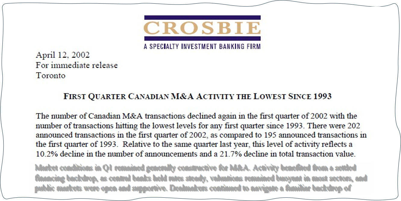 The Crosbie M&A Report