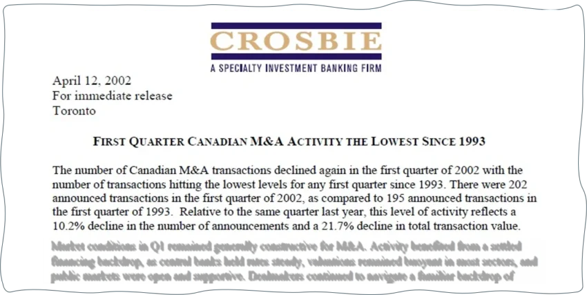 The Crosbie M&A Report